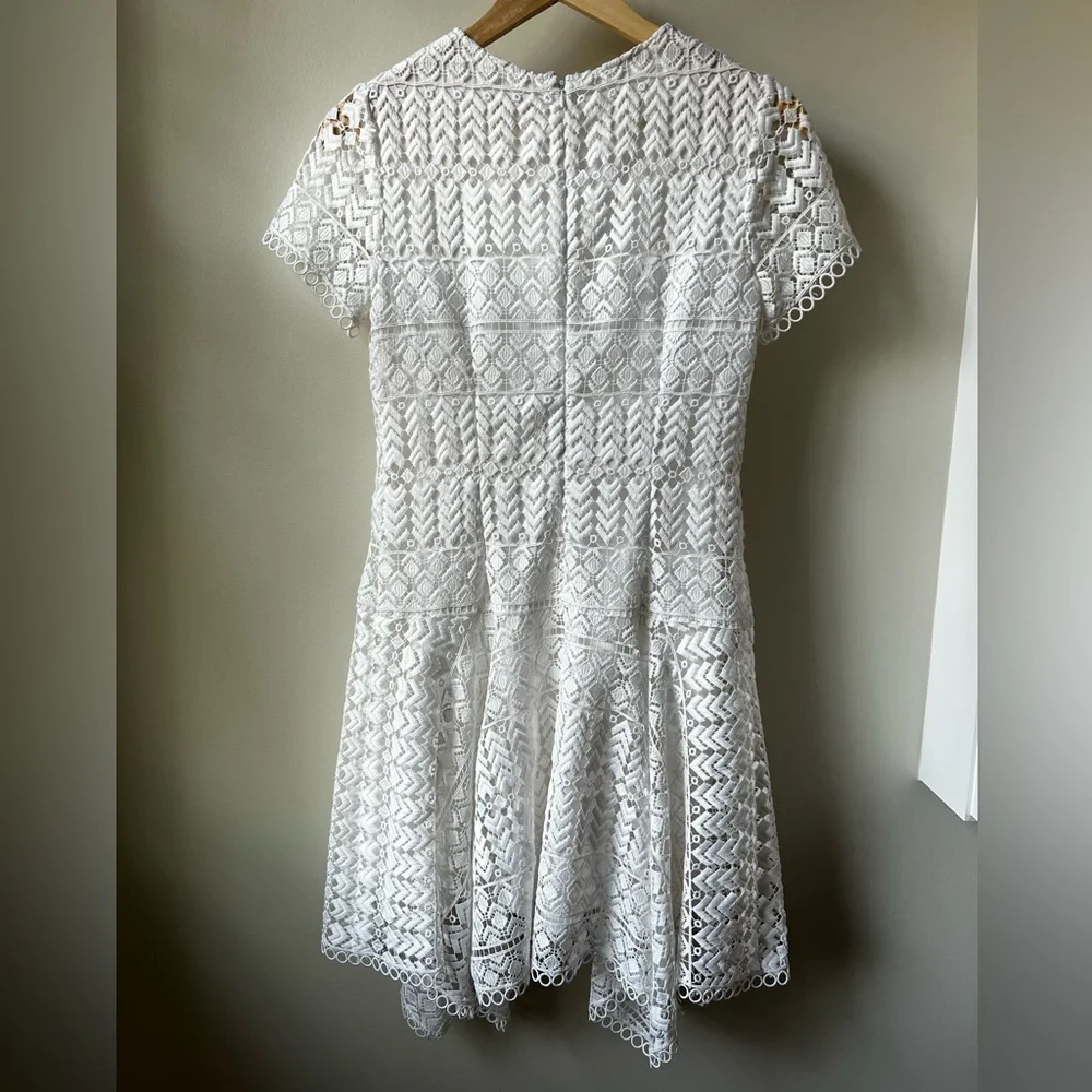 SHOSHANNA Anthropologie Laguna Lace Handkerchief Dress Asymmetrical Drop Waist 2